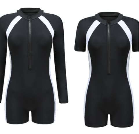 运动连体泳衣女士专业保守新款温泉游泳衣长短袖女式成人